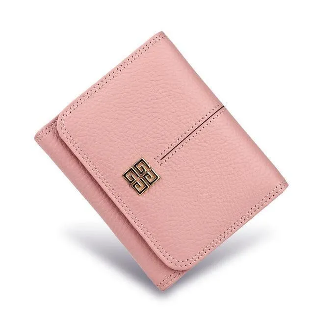 Frauen-Mappen-echtes Leder-kurzer Kartenhalter-Geldbeutel-Damen-Leder-Mappen-mini kleine Mappen-Qualitäts-Art- und Weisemappe