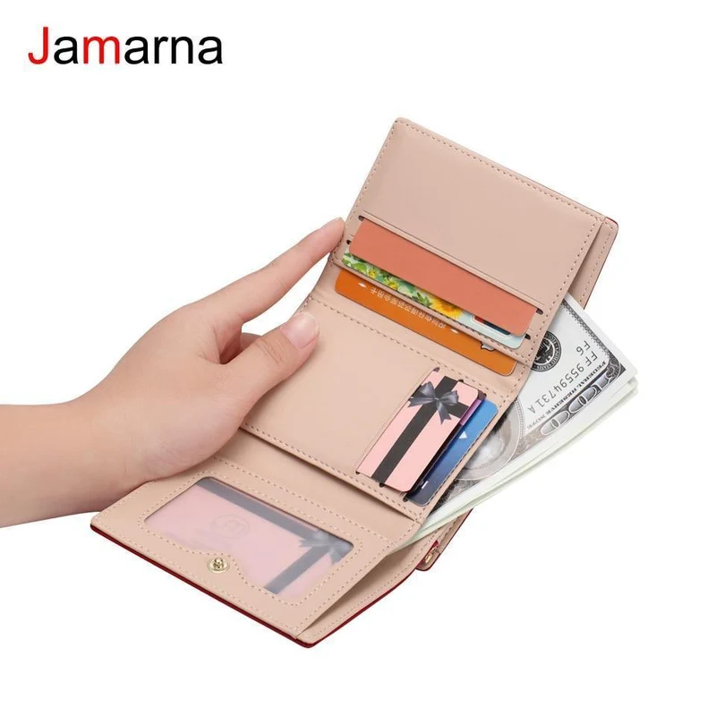 Damen Geldbörsen Münzgeldbörse Portemonnaie Klein Markendesign Hochwertiges PU Leder Kurze Geldbörse Damengeldbörse Kartenhalter Rot