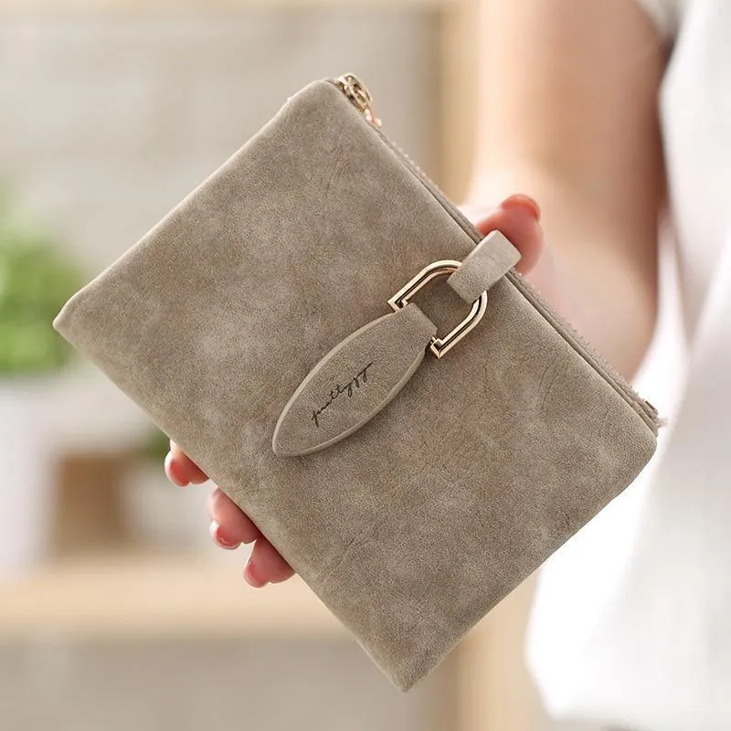 Frauen Kurze Geldbörsen Vintage Pu-leder Lady Druckknopf Kurze Kupplung Brieftasche Kleine Matte Frauen Brieftasche Weibliche Geldbörse