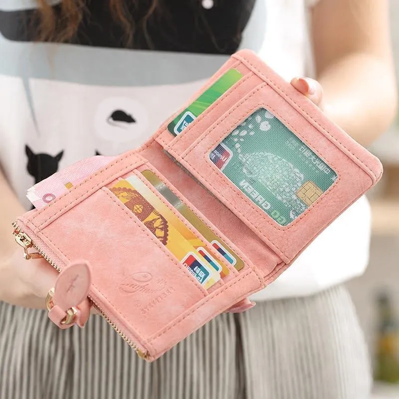 Frauen Kurze Geldbörsen Vintage Pu-leder Lady Druckknopf Kurze Kupplung Brieftasche Kleine Matte Frauen Brieftasche Weibliche Geldbörse