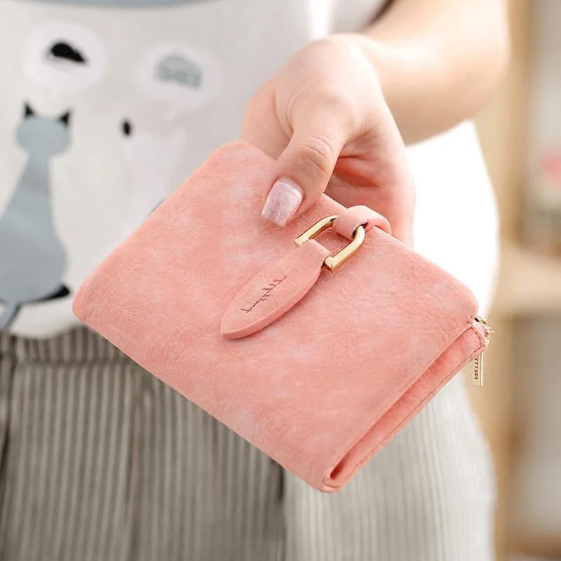 Frauen Kurze Geldbörsen Vintage Pu-leder Lady Druckknopf Kurze Kupplung Brieftasche Kleine Matte Frauen Brieftasche Weibliche Geldbörse