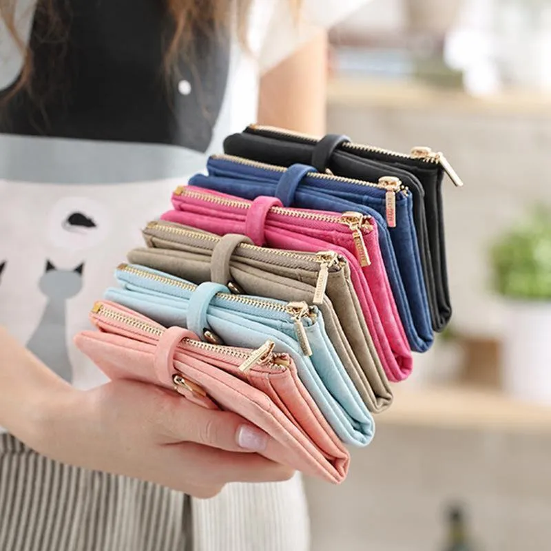 Frauen Kurze Geldbörsen Vintage Pu-leder Lady Druckknopf Kurze Kupplung Brieftasche Kleine Matte Frauen Brieftasche Weibliche Geldbörse