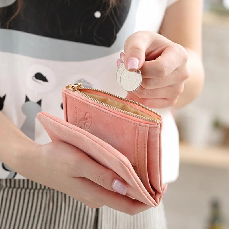 Frauen Kurze Geldbörsen Vintage Pu-leder Lady Druckknopf Kurze Kupplung Brieftasche Kleine Matte Frauen Brieftasche Weibliche Geldbörse