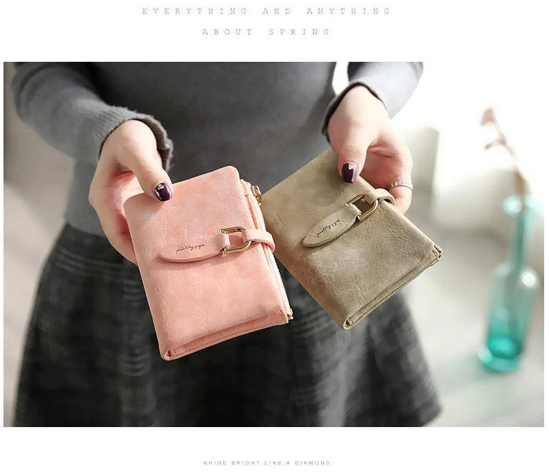 Frauen Kurze Geldbörsen Vintage Pu-leder Lady Druckknopf Kurze Kupplung Brieftasche Kleine Matte Frauen Brieftasche Weibliche Geldbörse