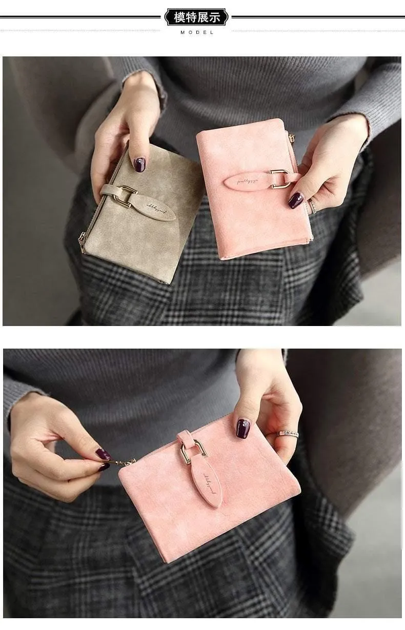 Frauen Kurze Geldbörsen Vintage Pu-leder Lady Druckknopf Kurze Kupplung Brieftasche Kleine Matte Frauen Brieftasche Weibliche Geldbörse