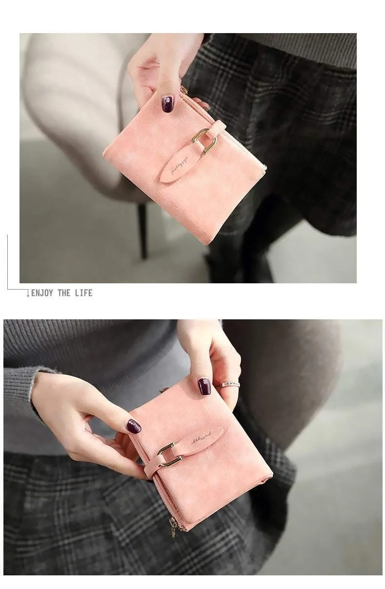 Frauen Kurze Geldbörsen Vintage Pu-leder Lady Druckknopf Kurze Kupplung Brieftasche Kleine Matte Frauen Brieftasche Weibliche Geldbörse