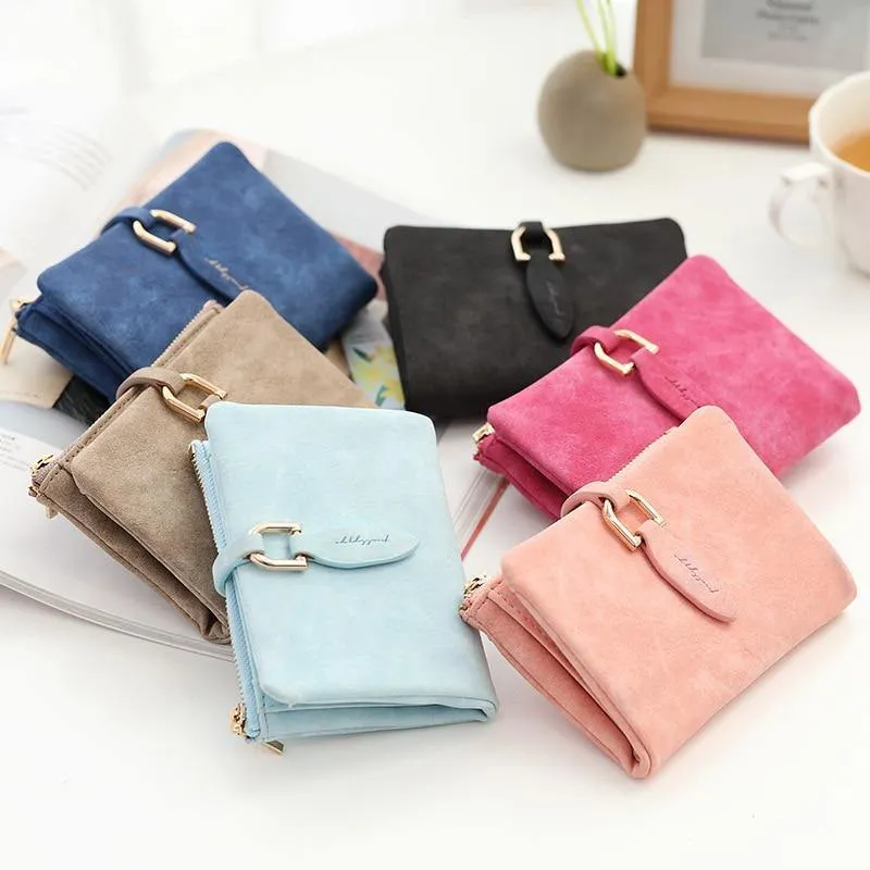 Frauen Kurze Geldbörsen Vintage Pu-leder Lady Druckknopf Kurze Kupplung Brieftasche Kleine Matte Frauen Brieftasche Weibliche Geldbörse