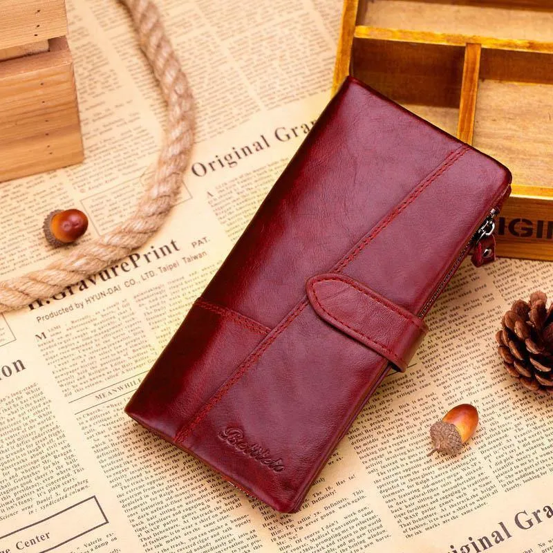 Echtes Leder Geldbörse Frauen Brieftasche Weibliche Carteras Handliche Kupplung Portomonee Partmone Telefon Tasche Cuzdan