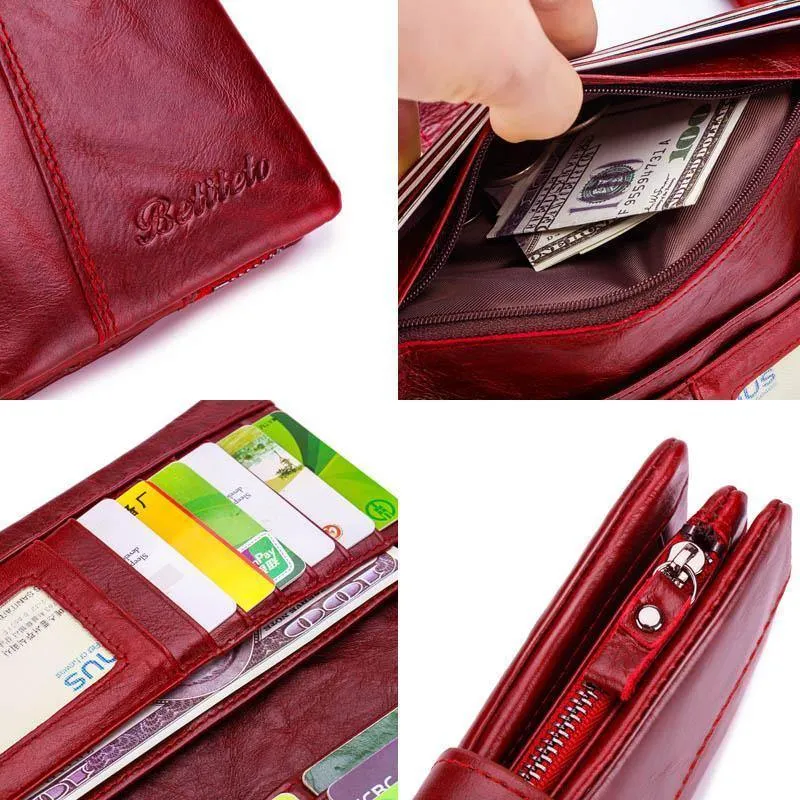 Echtes Leder Geldbörse Frauen Brieftasche Weibliche Carteras Handliche Kupplung Portomonee Partmone Telefon Tasche Cuzdan