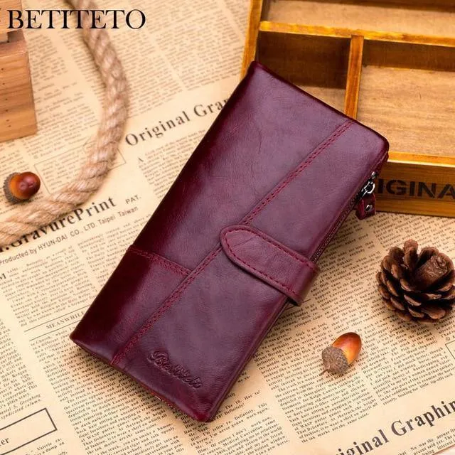 Echtes Leder Geldbörse Frauen Brieftasche Weibliche Carteras Handliche Kupplung Portomonee Partmone Telefon Tasche Cuzdan