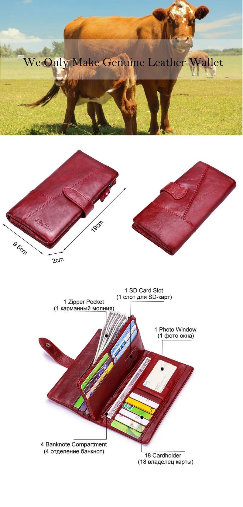Echtes Leder Geldbörse Frauen Brieftasche Weibliche Carteras Handliche Kupplung Portomonee Partmone Telefon Tasche Cuzdan