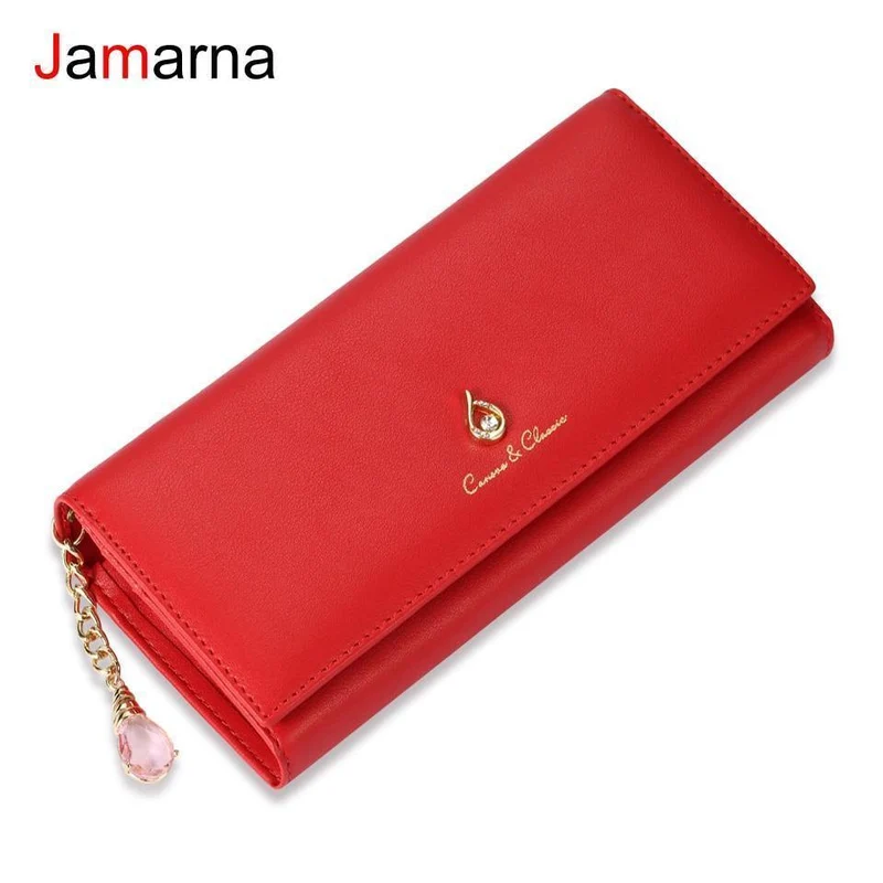 Damen Geldbörse PU Magnetverschluss Damen Geldbörsen Lange Geldbörsen Clutch Rot Kartenhalter Münzbörse Verschlüsse Neu
