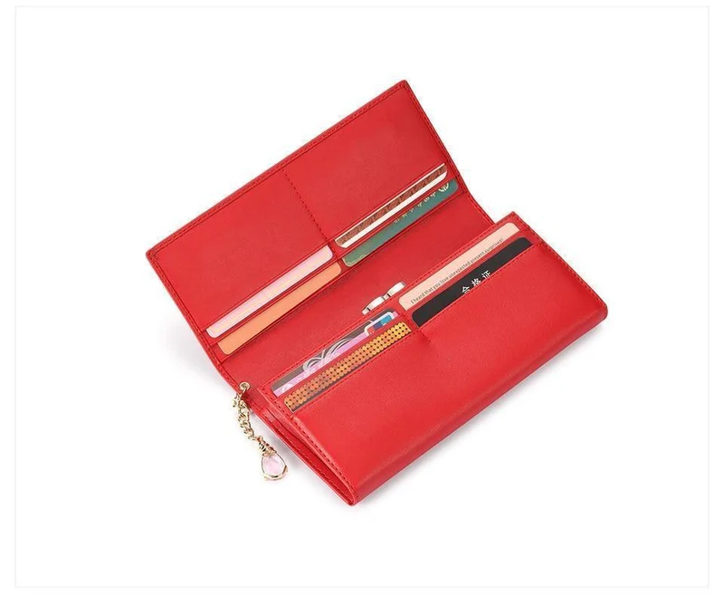 Damen Geldbörse PU Magnetverschluss Damen Geldbörsen Lange Geldbörsen Clutch Rot Kartenhalter Münzbörse Verschlüsse Neu