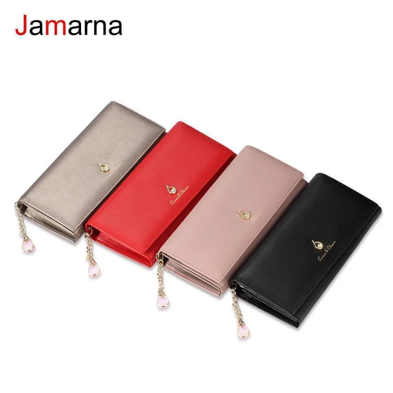 Damen Geldbörse PU Magnetverschluss Damen Geldbörsen Lange Geldbörsen Clutch Rot Kartenhalter Münzbörse Verschlüsse Neu