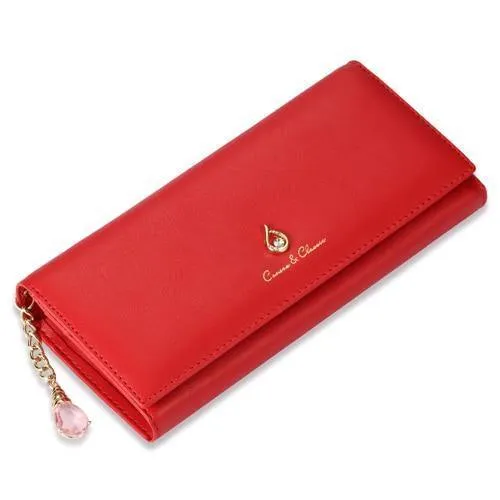 Damen Geldbörse PU Magnetverschluss Damen Geldbörsen Lange Geldbörsen Clutch Rot Kartenhalter Münzbörse Verschlüsse Neu
