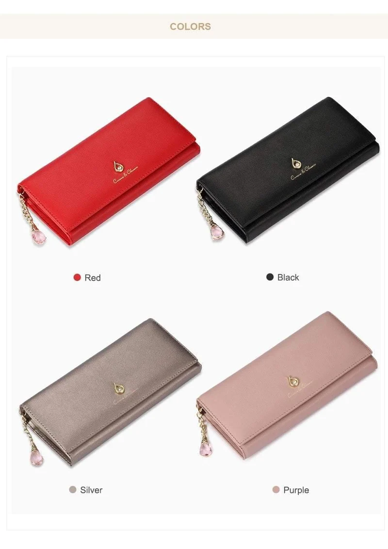 Damen Geldbörse PU Magnetverschluss Damen Geldbörsen Lange Geldbörsen Clutch Rot Kartenhalter Münzbörse Verschlüsse Neu