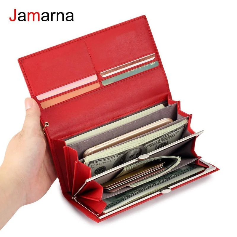 Damen Geldbörse PU Magnetverschluss Damen Geldbörsen Lange Geldbörsen Clutch Rot Kartenhalter Münzbörse Verschlüsse Neu