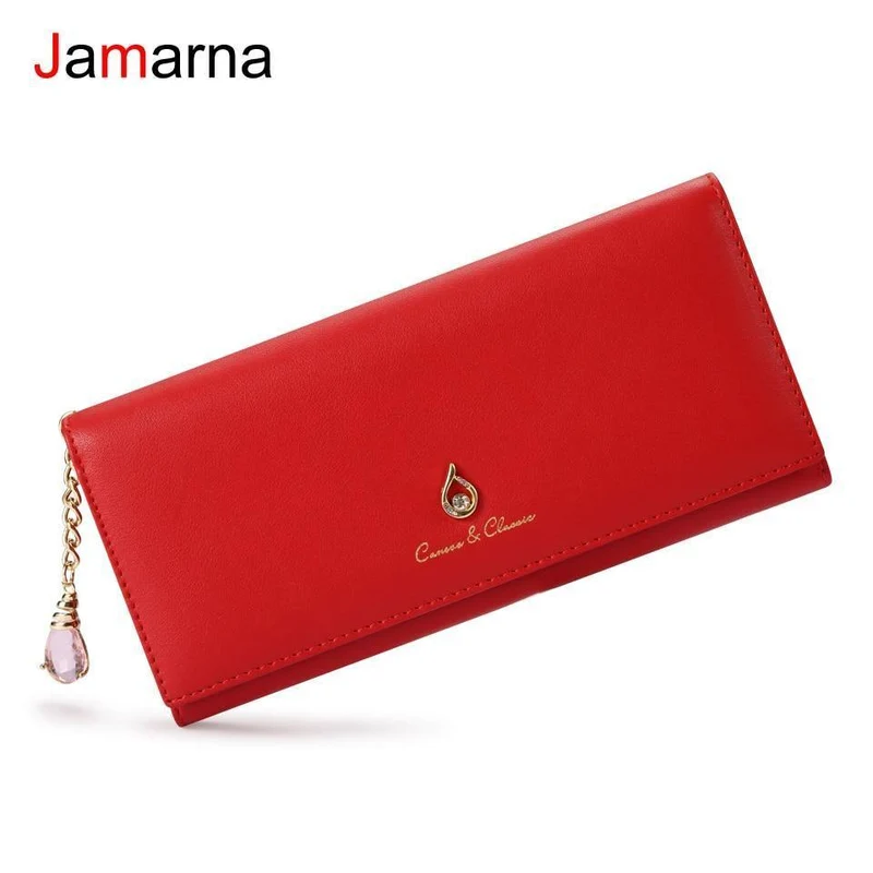 Damen Geldbörse PU Magnetverschluss Damen Geldbörsen Lange Geldbörsen Clutch Rot Kartenhalter Münzbörse Verschlüsse Neu
