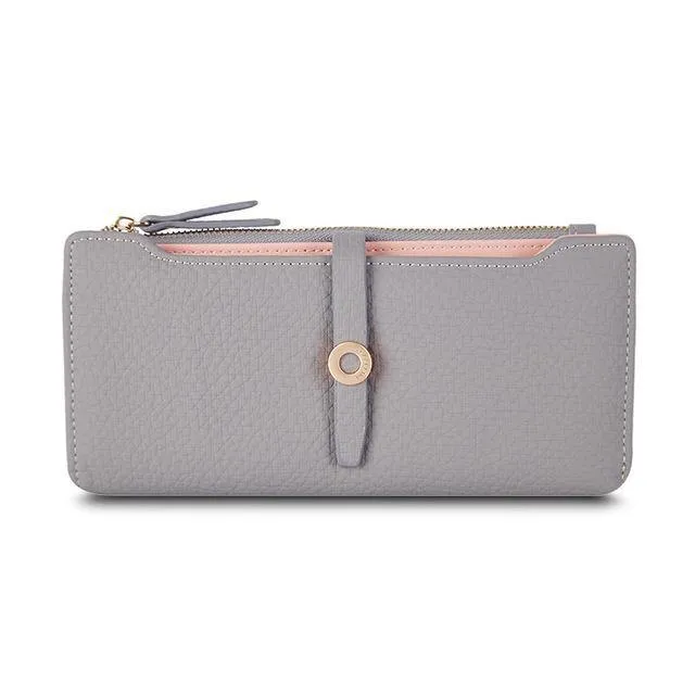 Qualität neueste schöne Leder lange Frauen Brieftasche Mode Mädchen ändern Verschluss Geldbörse Geld Münze Kartenhalter Geldbörsen Carteras
