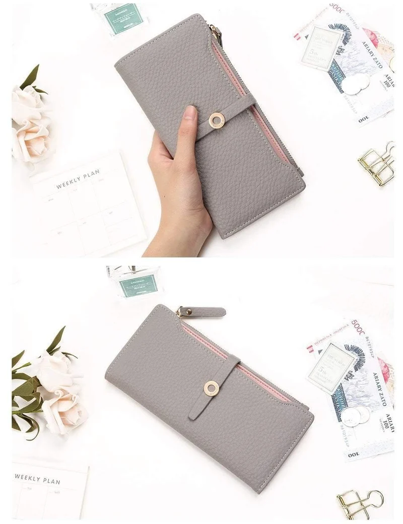 Qualität neueste schöne Leder lange Frauen Brieftasche Mode Mädchen ändern Verschluss Geldbörse Geld Münze Kartenhalter Geldbörsen Carteras