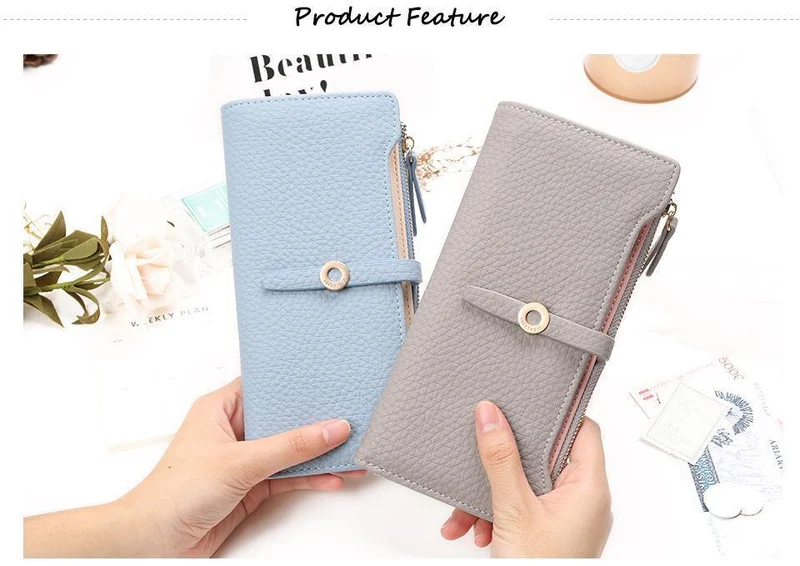 Qualität neueste schöne Leder lange Frauen Brieftasche Mode Mädchen ändern Verschluss Geldbörse Geld Münze Kartenhalter Geldbörsen Carteras