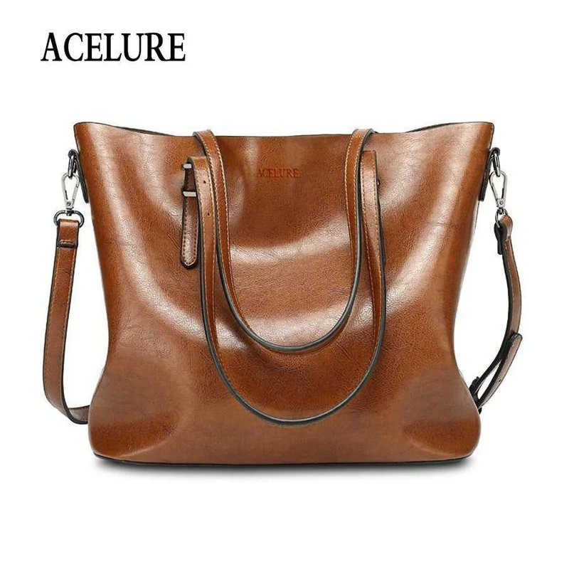 Damen Umhängetasche Mode Damen Handtaschen Ölwachs Leder Große Kapazität Einkaufstasche Lässige Pu Leder Damen Umhängetasche