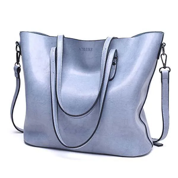 Damen Umhängetasche Mode Damen Handtaschen Ölwachs Leder Große Kapazität Einkaufstasche Lässige Pu Leder Damen Umhängetasche