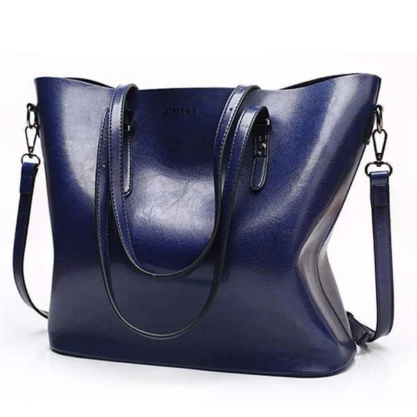 Damen Umhängetasche Mode Damen Handtaschen Ölwachs Leder Große Kapazität Einkaufstasche Lässige Pu Leder Damen Umhängetasche