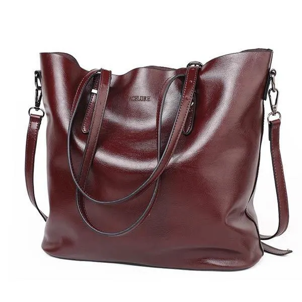 Damen Umhängetasche Mode Damen Handtaschen Ölwachs Leder Große Kapazität Einkaufstasche Lässige Pu Leder Damen Umhängetasche