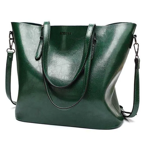 Damen Umhängetasche Mode Damen Handtaschen Ölwachs Leder Große Kapazität Einkaufstasche Lässige Pu Leder Damen Umhängetasche