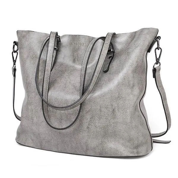 Damen Umhängetasche Mode Damen Handtaschen Ölwachs Leder Große Kapazität Einkaufstasche Lässige Pu Leder Damen Umhängetasche
