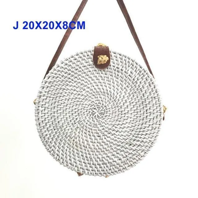 Rund Stroh Taschen Frauen-Sommer-Rattan-Beutel-handgemachte gesponnene Strand Umhängetasche Kreis Böhmen Handtasche Bali Niedrigster Preis L31