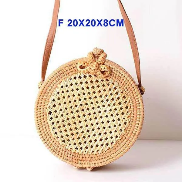 Rund Stroh Taschen Frauen-Sommer-Rattan-Beutel-handgemachte gesponnene Strand Umhängetasche Kreis Böhmen Handtasche Bali Niedrigster Preis L31