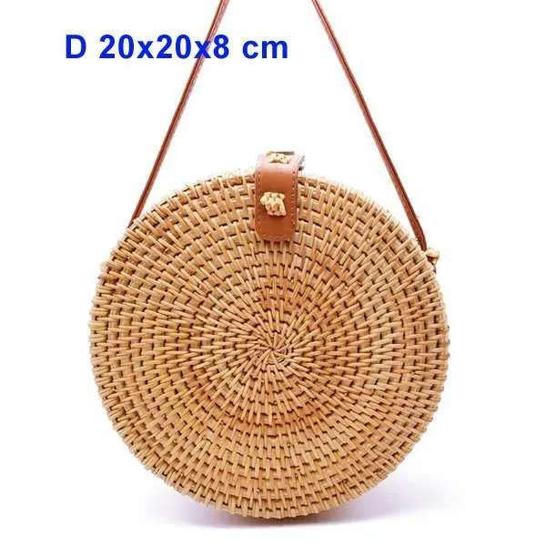 Rund Stroh Taschen Frauen-Sommer-Rattan-Beutel-handgemachte gesponnene Strand Umhängetasche Kreis Böhmen Handtasche Bali Niedrigster Preis L31