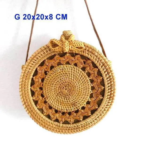 Rund Stroh Taschen Frauen-Sommer-Rattan-Beutel-handgemachte gesponnene Strand Umhängetasche Kreis Böhmen Handtasche Bali Niedrigster Preis L31