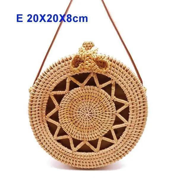 Rund Stroh Taschen Frauen-Sommer-Rattan-Beutel-handgemachte gesponnene Strand Umhängetasche Kreis Böhmen Handtasche Bali Niedrigster Preis L31