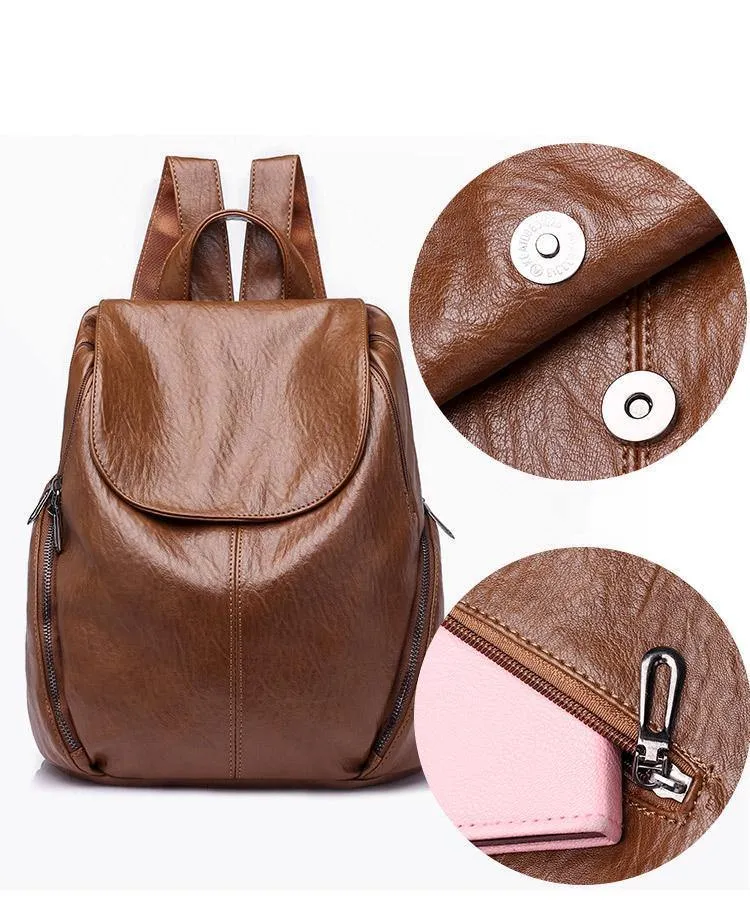 Damen Rucksack Feminin Freizeit Rucksack PU Leder Mochila Escolar Vintage Taschen für Damen Damen Rucksäcke Fashion Daypack