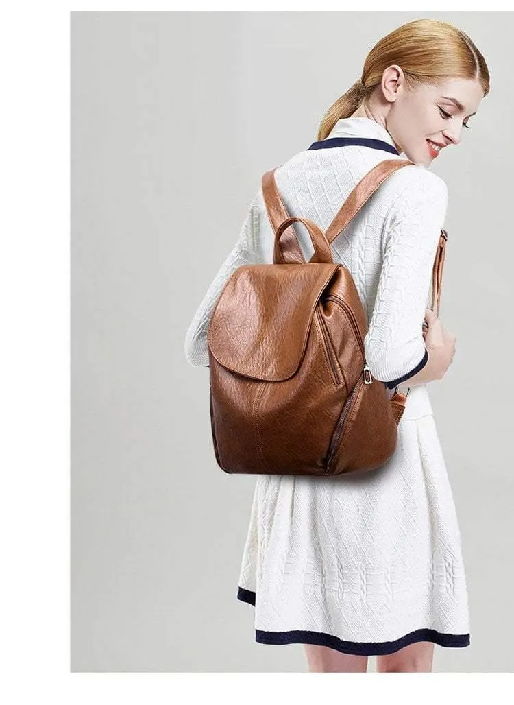 Damen Rucksack Feminin Freizeit Rucksack PU Leder Mochila Escolar Vintage Taschen für Damen Damen Rucksäcke Fashion Daypack