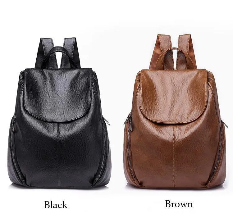 Damen Rucksack Feminin Freizeit Rucksack PU Leder Mochila Escolar Vintage Taschen für Damen Damen Rucksäcke Fashion Daypack