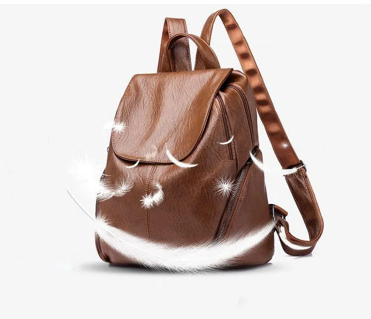 Damen Rucksack Feminin Freizeit Rucksack PU Leder Mochila Escolar Vintage Taschen für Damen Damen Rucksäcke Fashion Daypack