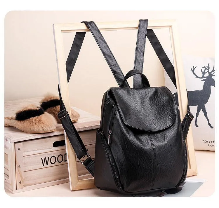 Damen Rucksack Feminin Freizeit Rucksack PU Leder Mochila Escolar Vintage Taschen für Damen Damen Rucksäcke Fashion Daypack