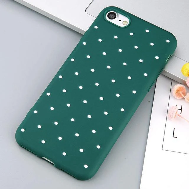 USLION Wave Point-Telefonhülle für iPhone 8 Plus, Weinrot, Ploka Dots, weiche TPU-Rückseite für iPhone X XR XS Max 7 6 S Plus 5 5S SE