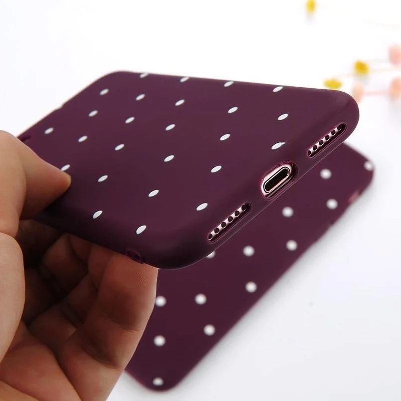 USLION Wave Point-Telefonhülle für iPhone 8 Plus, Weinrot, Ploka Dots, weiche TPU-Rückseite für iPhone X XR XS Max 7 6 S Plus 5 5S SE