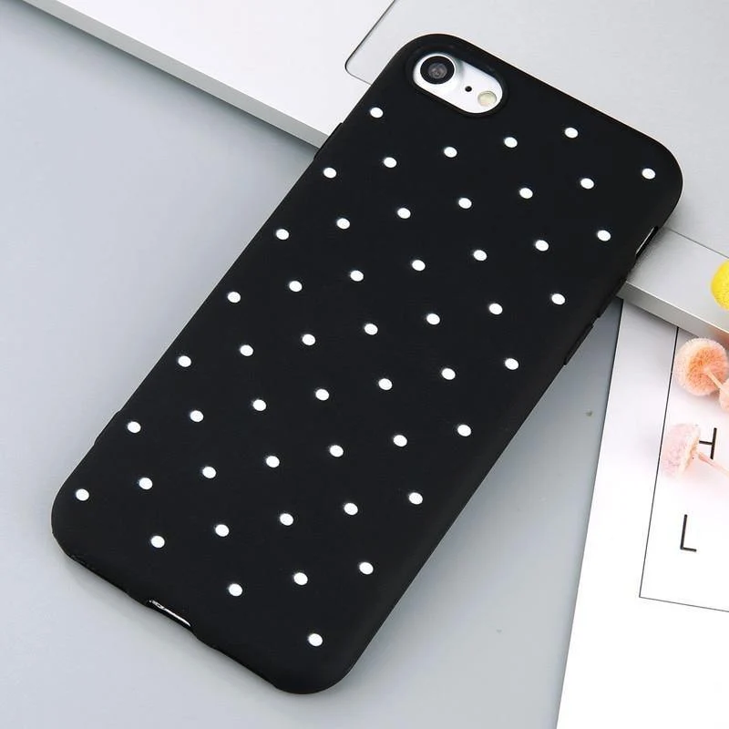USLION Wave Point-Telefonhülle für iPhone 8 Plus, Weinrot, Ploka Dots, weiche TPU-Rückseite für iPhone X XR XS Max 7 6 S Plus 5 5S SE