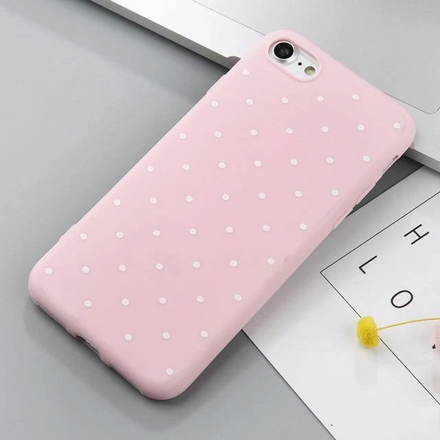 USLION Wave Point-Telefonhülle für iPhone 8 Plus, Weinrot, Ploka Dots, weiche TPU-Rückseite für iPhone X XR XS Max 7 6 S Plus 5 5S SE