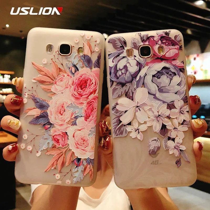 USLION Blumen-Telefonhülle für Samsung Galaxy S9 S8 Plus S7 Edge A3 A5 A7 J3 J5 J7 2017 Serie Note 9 8 Klare, weiche TPU-Schutzhüllen