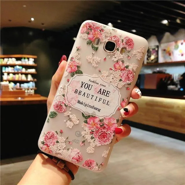 USLION Blumen-Telefonhülle für Samsung Galaxy S9 S8 Plus S7 Edge A3 A5 A7 J3 J5 J7 2017 Serie Note 9 8 Klare, weiche TPU-Schutzhüllen