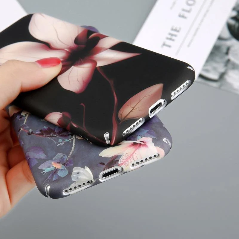 USLION Hülle für iPhone 7 6 X XR XS Max Blume Kirschbaum Harte PC Handyhüllen Bonbonfarben Blätter Hülle für iPhone 6 6s 7 8 Plus