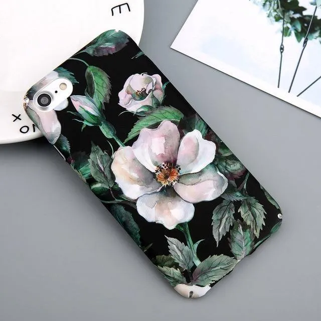 USLION Hülle für iPhone 7 6 X XR XS Max Blume Kirschbaum Harte PC Handyhüllen Bonbonfarben Blätter Hülle für iPhone 6 6s 7 8 Plus