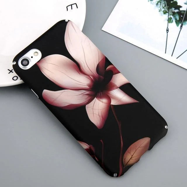 USLION Hülle für iPhone 7 6 X XR XS Max Blume Kirschbaum Harte PC Handyhüllen Bonbonfarben Blätter Hülle für iPhone 6 6s 7 8 Plus